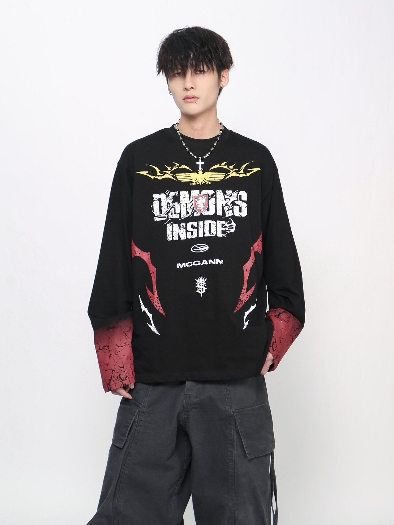 Graphic Print Oversize Long Sleeve T-Shirt WN24448