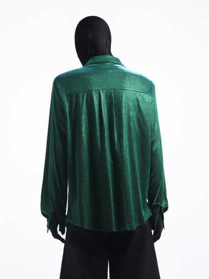 Glitter Texture Long Sleeve Shirt WN23660