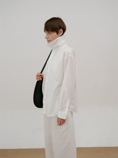 High-Neck Lapel Long Sleeve Shirt WN21677