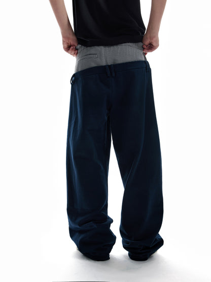 Double Waist Logo Embroidery Wide Leg Pants WN27224
