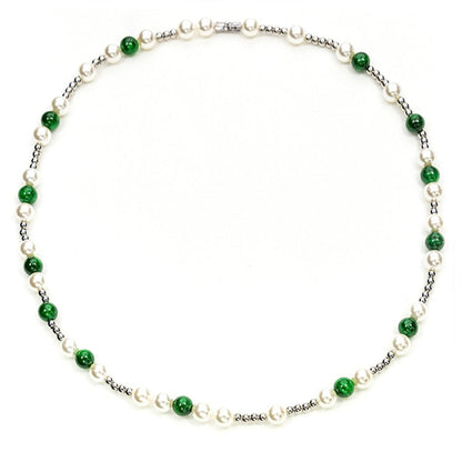Pearl & Green Bead Necklace WN21139
