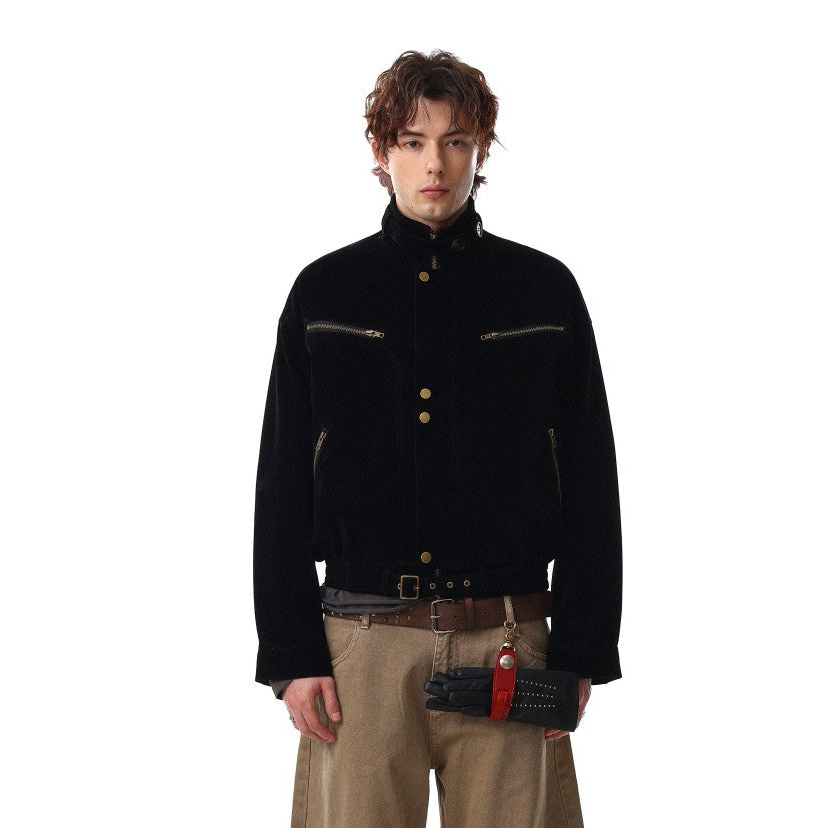 Suede Stand Neck Zipper Jacket WN27872