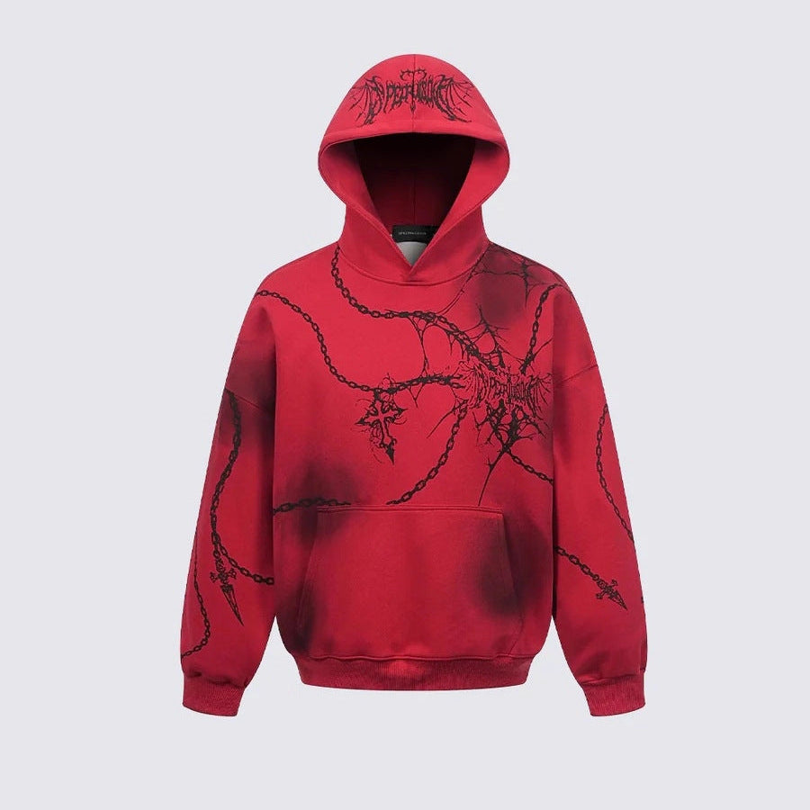 Cross Chain Print Pullover Hoodie WN27942
