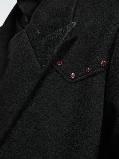 Shoulder-Pad Wool Long Coat WN22595