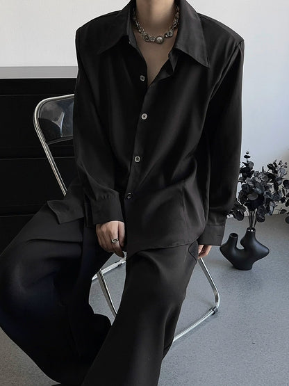 Shoulder-Pad Oversize Long Sleeve Shirt WN19363
