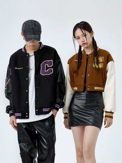 Letter Embroidery American Baseball Jacket WN8601