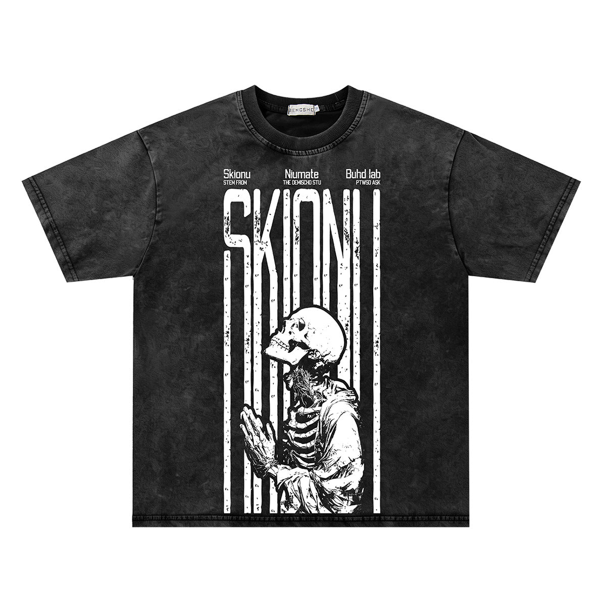 Washed Skull Print Oversize Short Sleeve T-Shirt WN26911