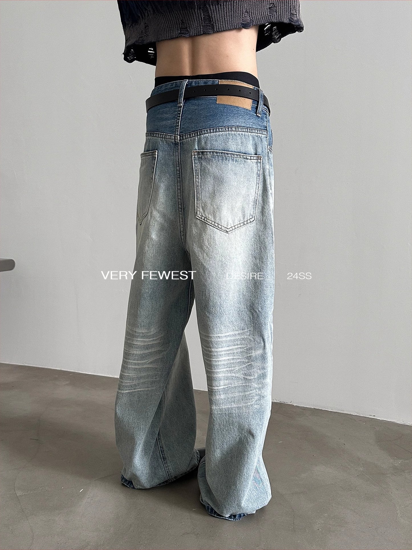 Gradient Washed Wide-Leg Straight Denim Jeans WN8928