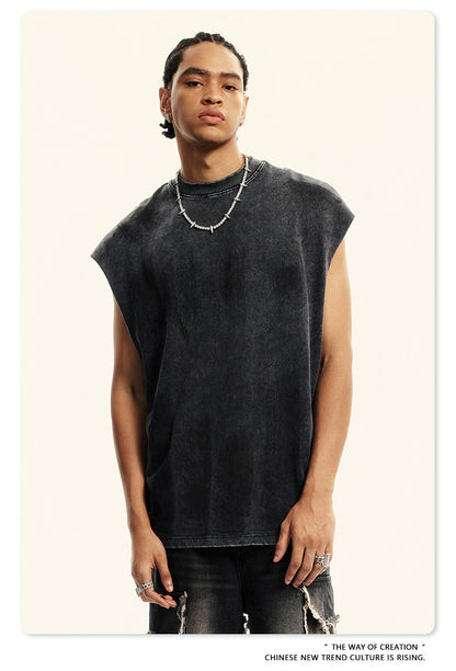 Washed Damage Oversize Tank Top T-shirt WN6440