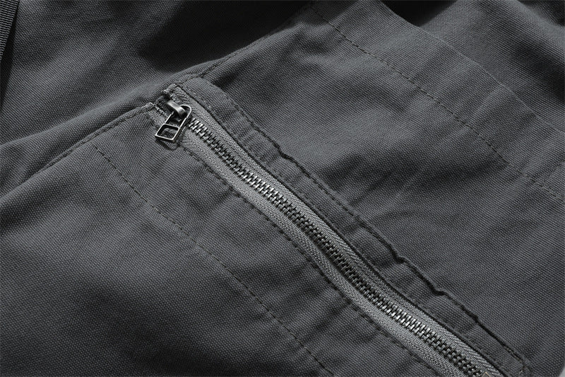 Washed Damage Zipper Cargo Half Pants WN26853