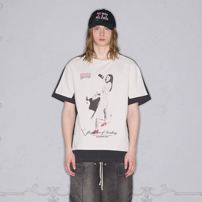 Colorblock Graphic Print Oversize Short Sleeve T-Shirt WN17910