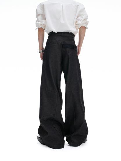 Crocodile Pattern Belted Wide Leg Straight Trousers WN20523