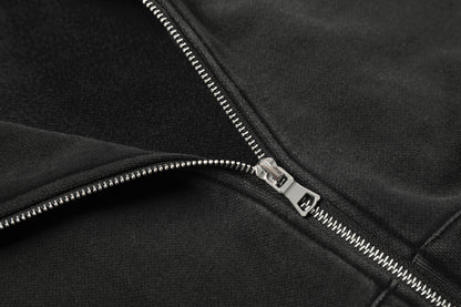 Washed Studs Zipper Hoodie WN23045