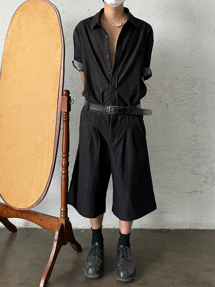 Washed Straight Denim Half Jeans WN19947