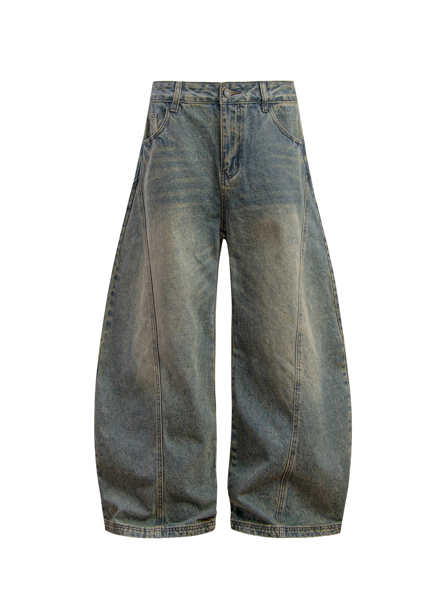 Washed Panel Wide Leg Denim Jeans WN26258