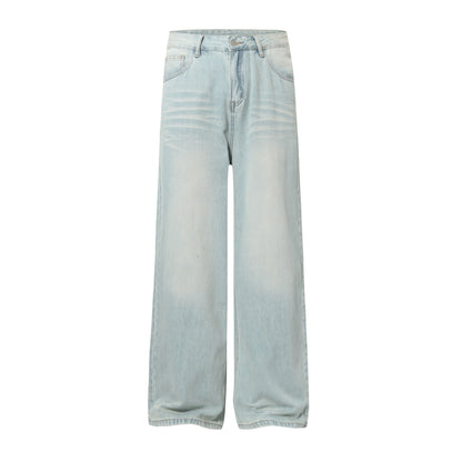Washed Whisker Wide Leg Denim Jeans WN25873