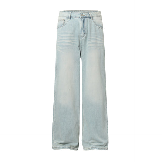 Washed Whisker Wide Leg Denim Jeans WN25873