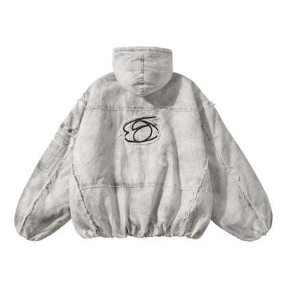 Raw Edge Heavy Wash Thick Puffer Jacket WN12696