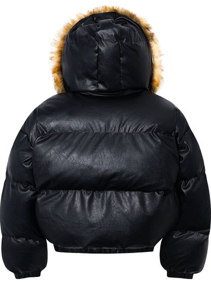 Hooded Fake Fur Plush Padded Jacket WN22191