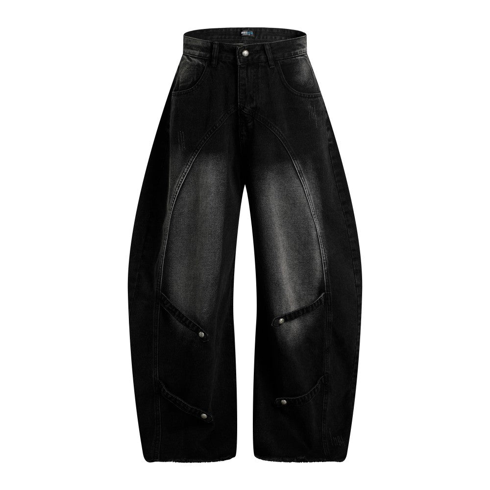 Gradient Deconstruction Raw-Hem Wide Leg Denim Jeans WN27918
