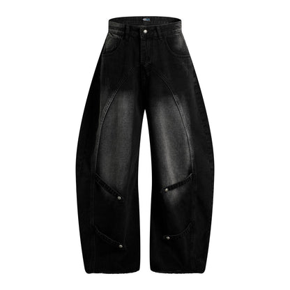 Gradient Deconstruction Raw-Hem Wide Leg Denim Jeans WN27918