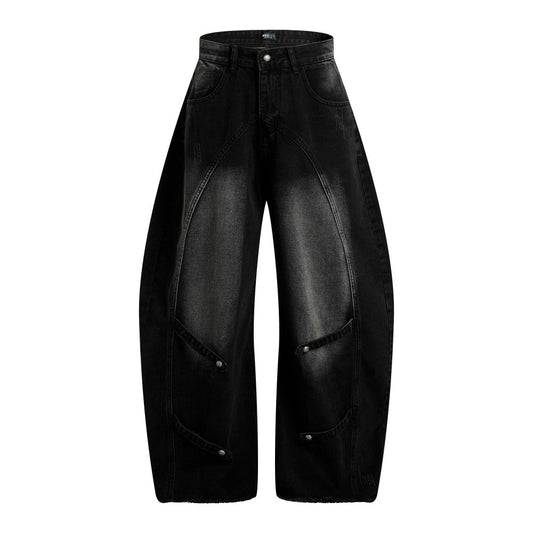 Gradient Deconstruction Raw-Hem Wide Leg Denim Jeans WN27918