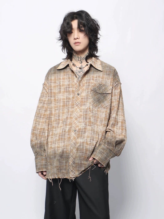 Washed Gradient Oversize Long Sleeve Shirt WN13163