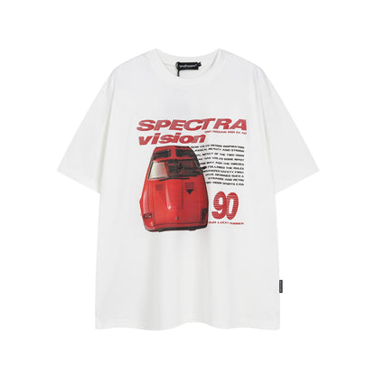 Washed Graphic Car Print Short Sleeve T-Shirt WN25775