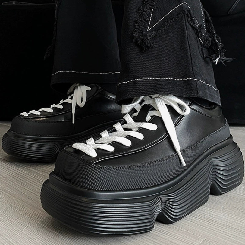 Square Toe Chunky Sole Leather Derby Shoes WN20773