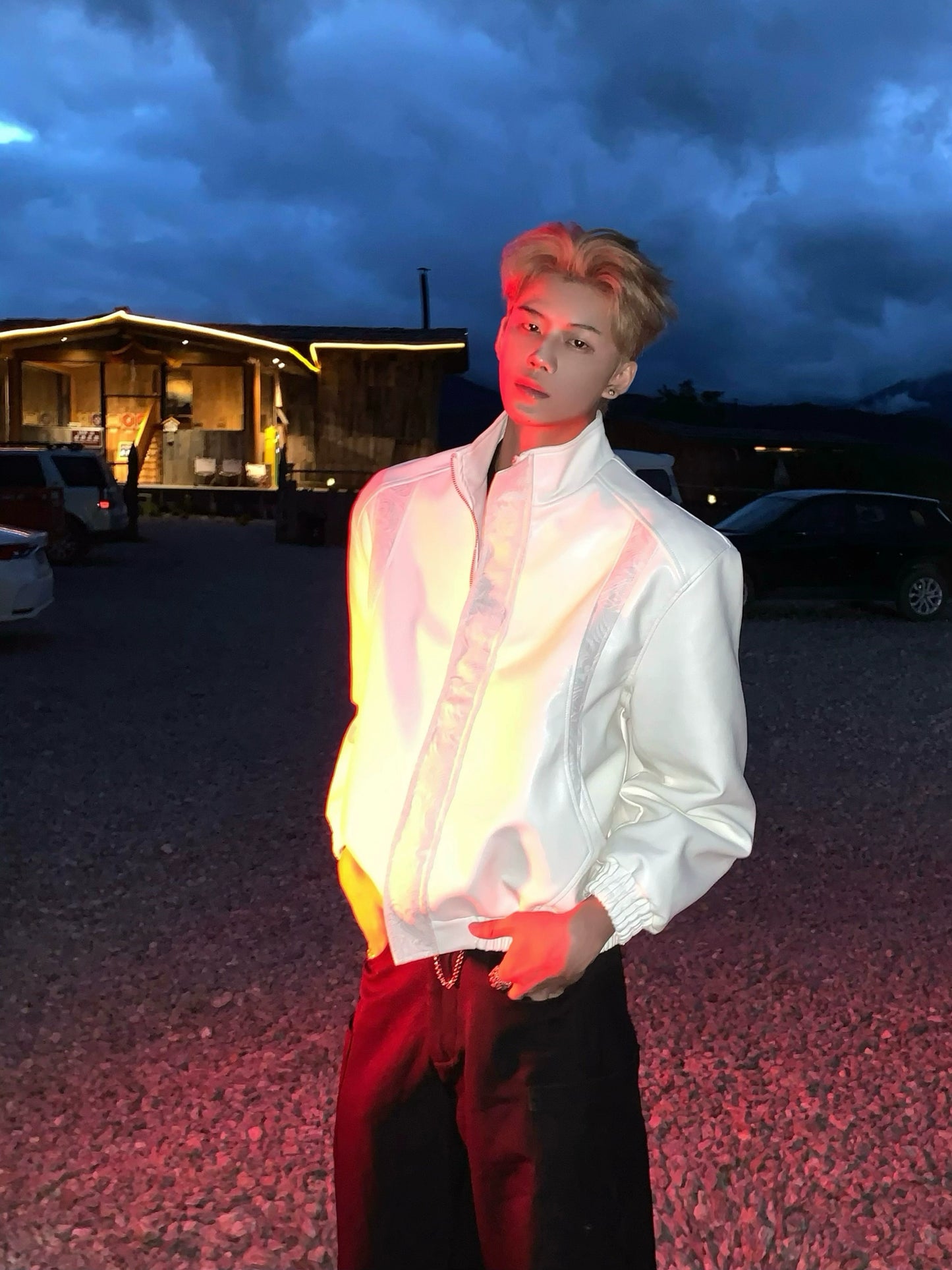 Jacquard Embroidery Short PU Leather Jacket WN21959