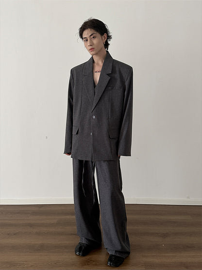 Oversize Tailored Jacket & Wide-leg Straight Trousers Setup WN8961