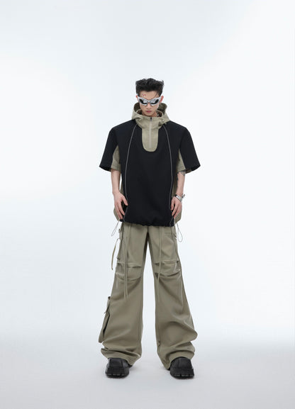 Short Sleeve Hoodie & Wide-Leg Straight Cargo Pants Setup WN6489