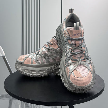 Metallic Mesh Strap Chunky Sole Sneakers WN24615