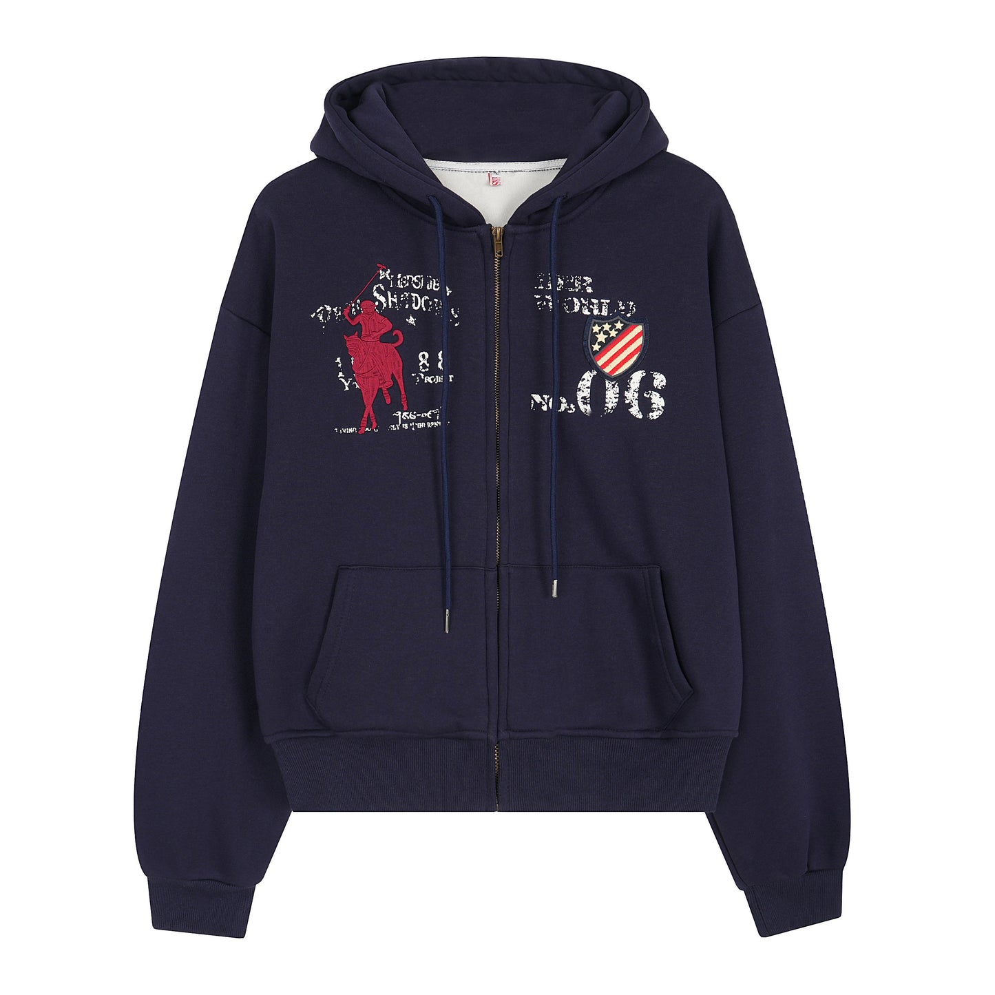 Embroidery Fleece Oversize Zipper Hoodie WN24392