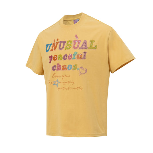 Letter Studs Oversize Short Sleeve T-Shirt WN25840
