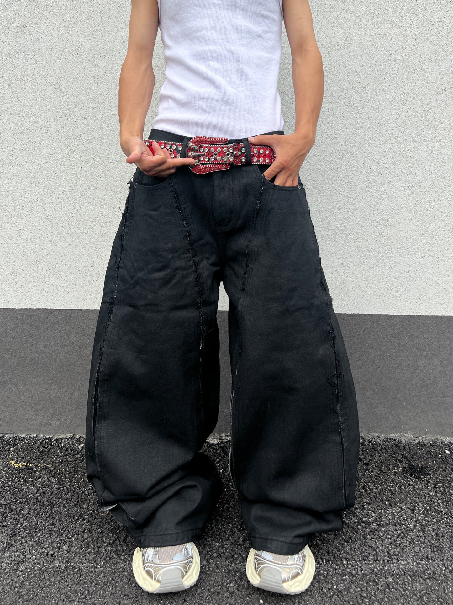 Front Seam Detail Baggy Pants WN24053