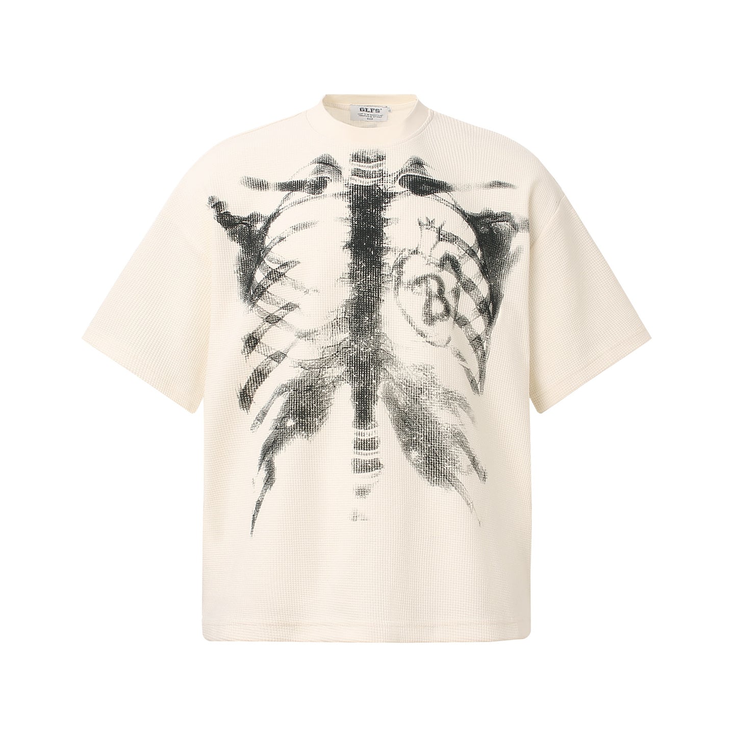 Skeleton Print Waffle Short Sleeve T-Shirt WN25913