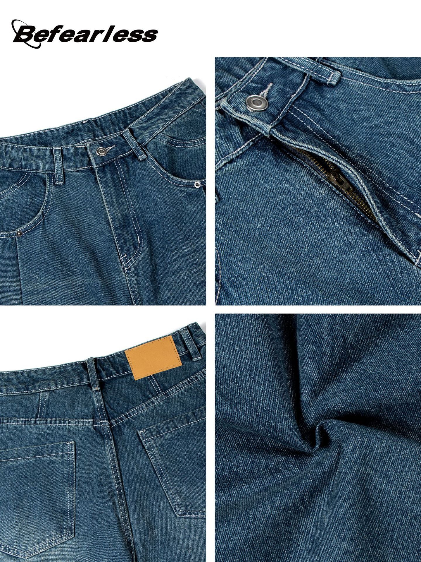 Washed Whisker Wide Leg Denim Jeans WN26186