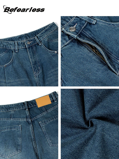 Washed Whisker Wide Leg Denim Jeans WN26186