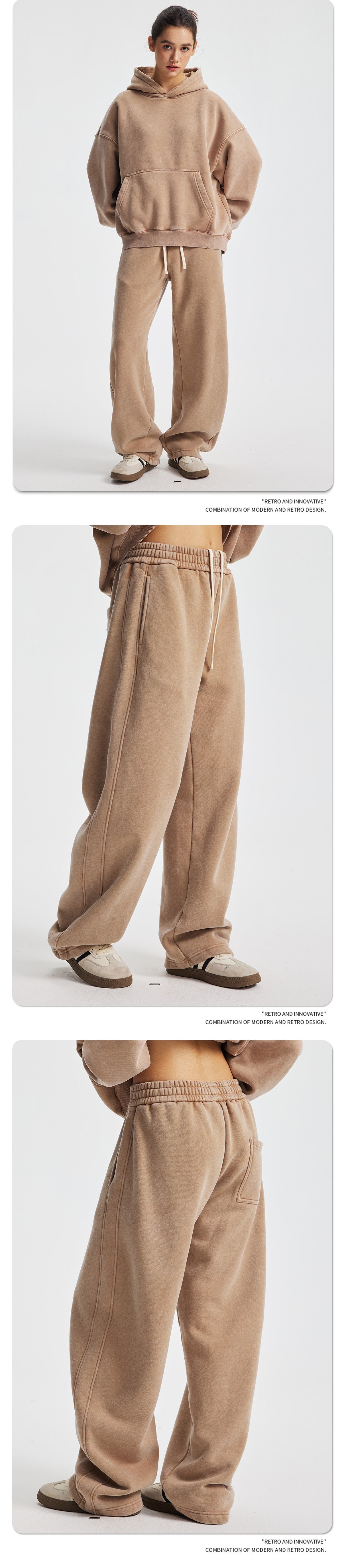 Fleece Lining Zip-Up Wax Dye Sweatpants WN23111-K