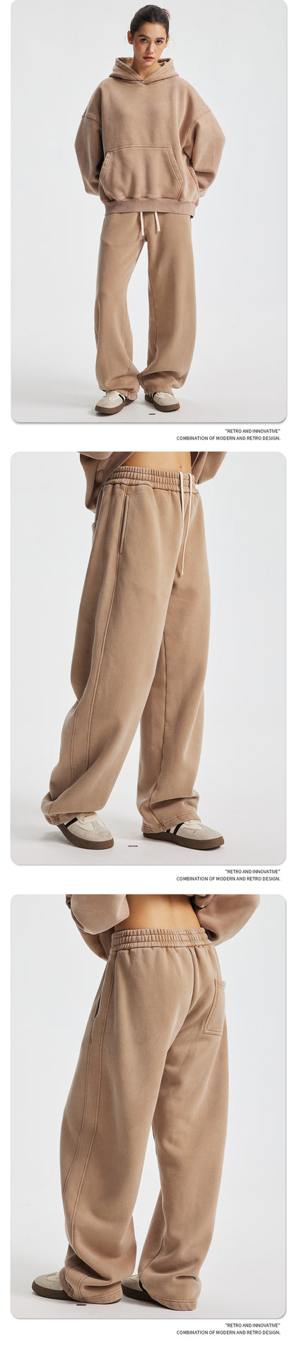 Fleece Lining Zip-Up Wax Dye Sweatpants WN23111-K