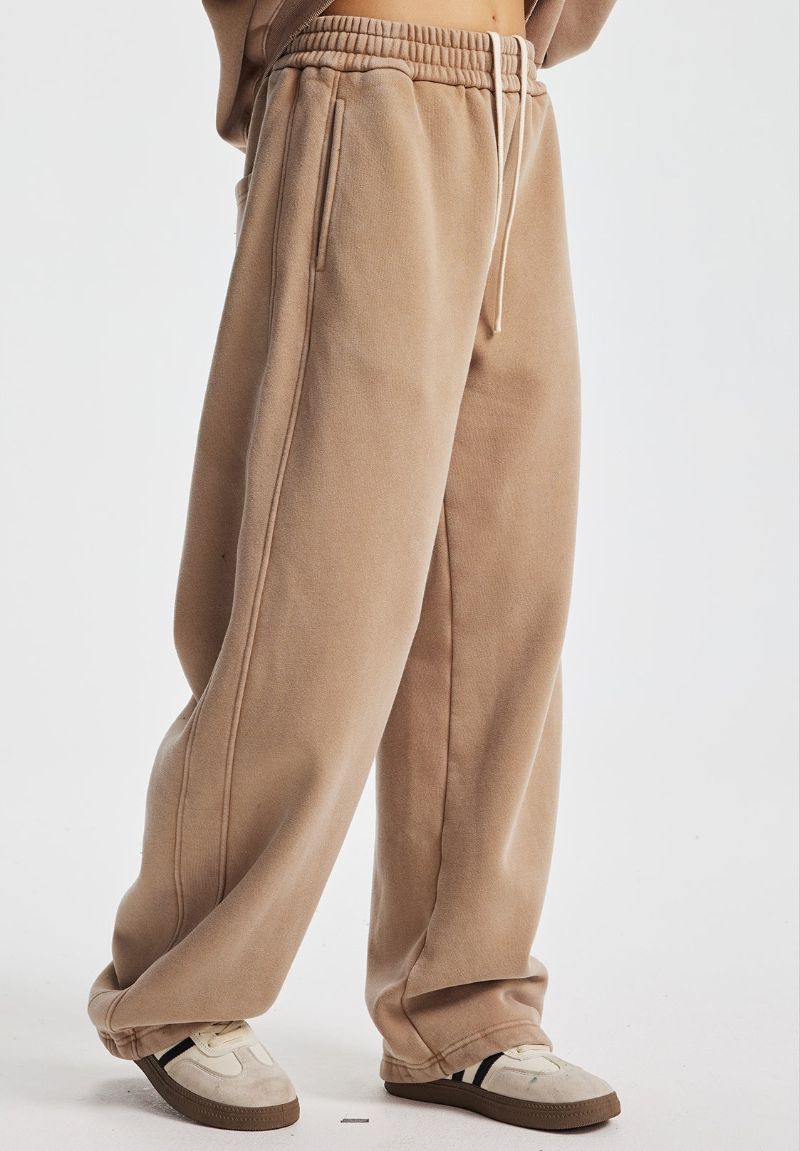 Fleece Lining Zip-Up Wax Dye Sweatpants WN23111-K