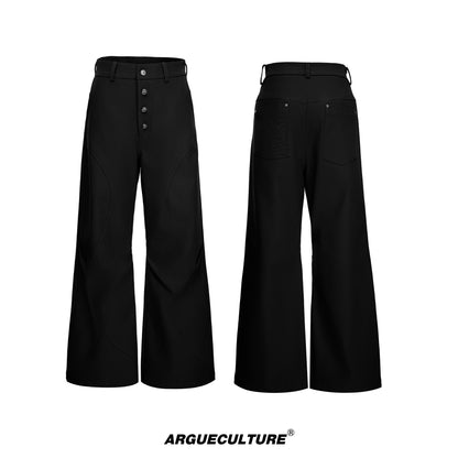 Double Pleats Flare Five-Button Draped Trousers WN23309