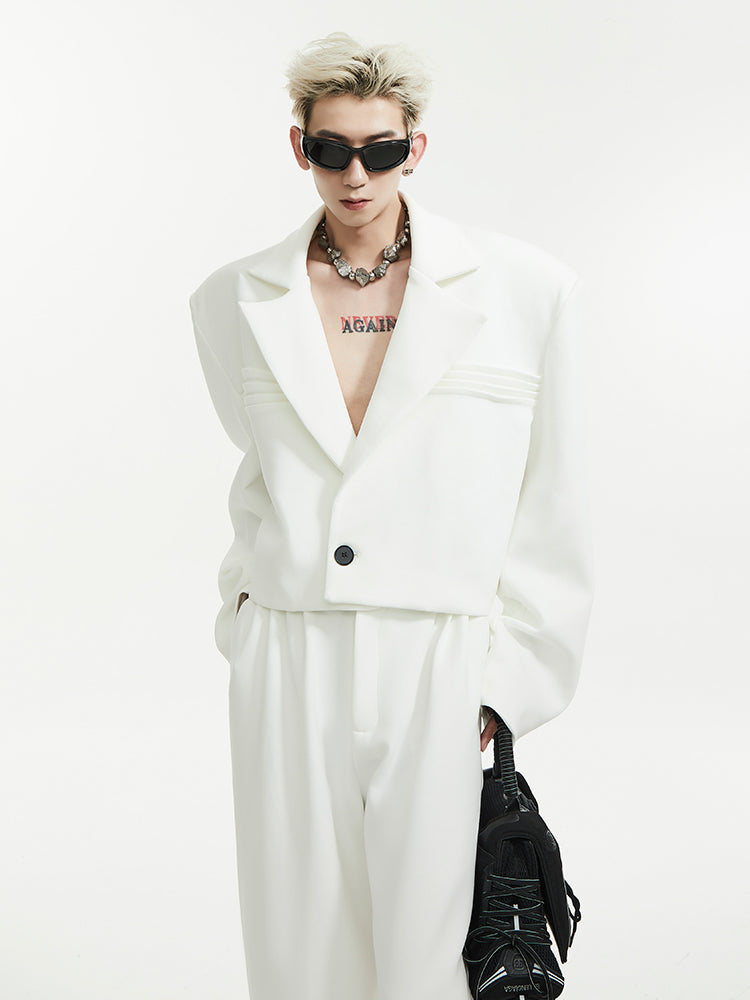 Sequin Shoulder-Pad Tailored Jacket & Wide-Leg Trousers Setup WN15438