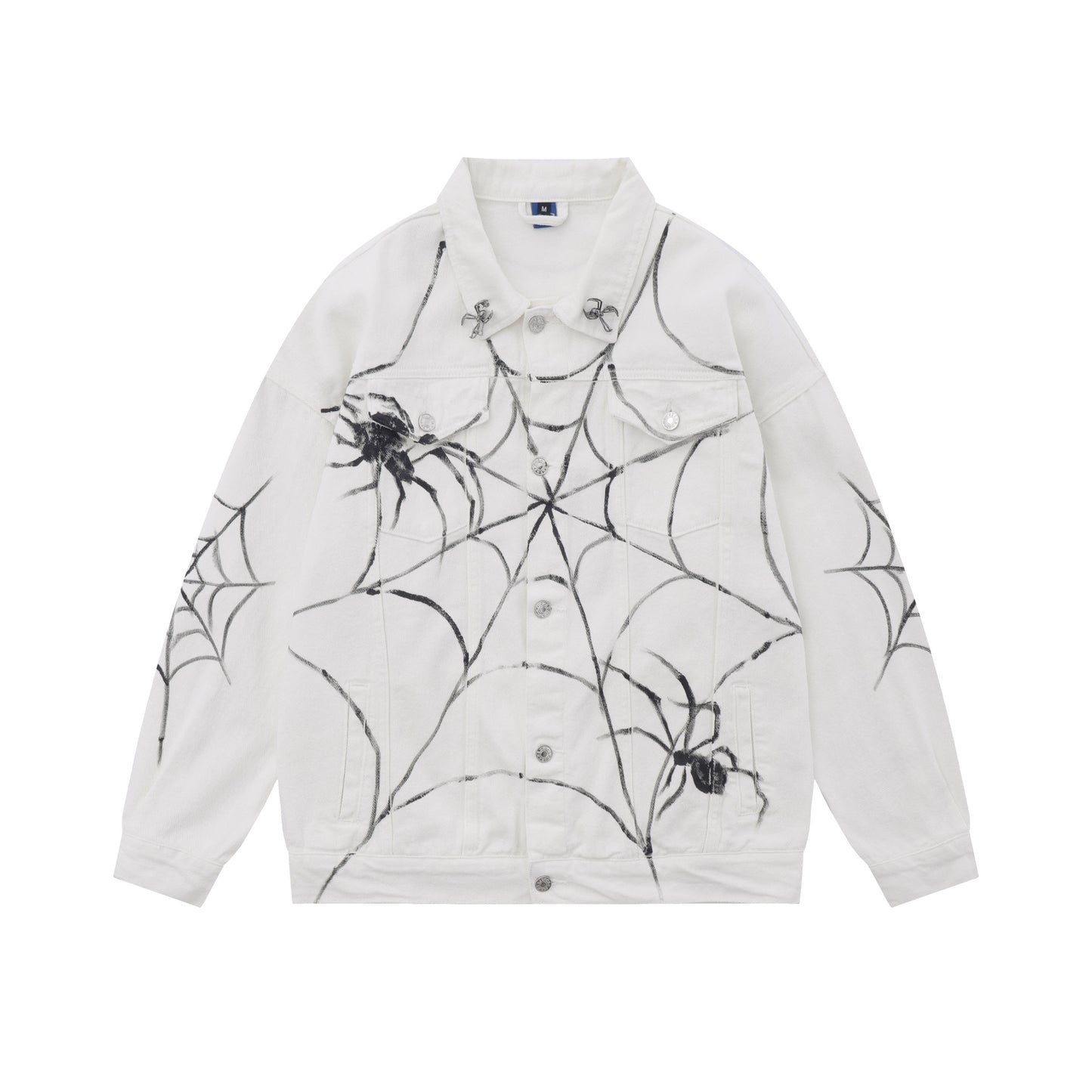 Spiderweb Graffiti Oversize Denim Jacket WN11136