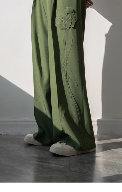 Flower Design Asymmetric Pocket Tailored Jacket & Trousers Setup WN23840