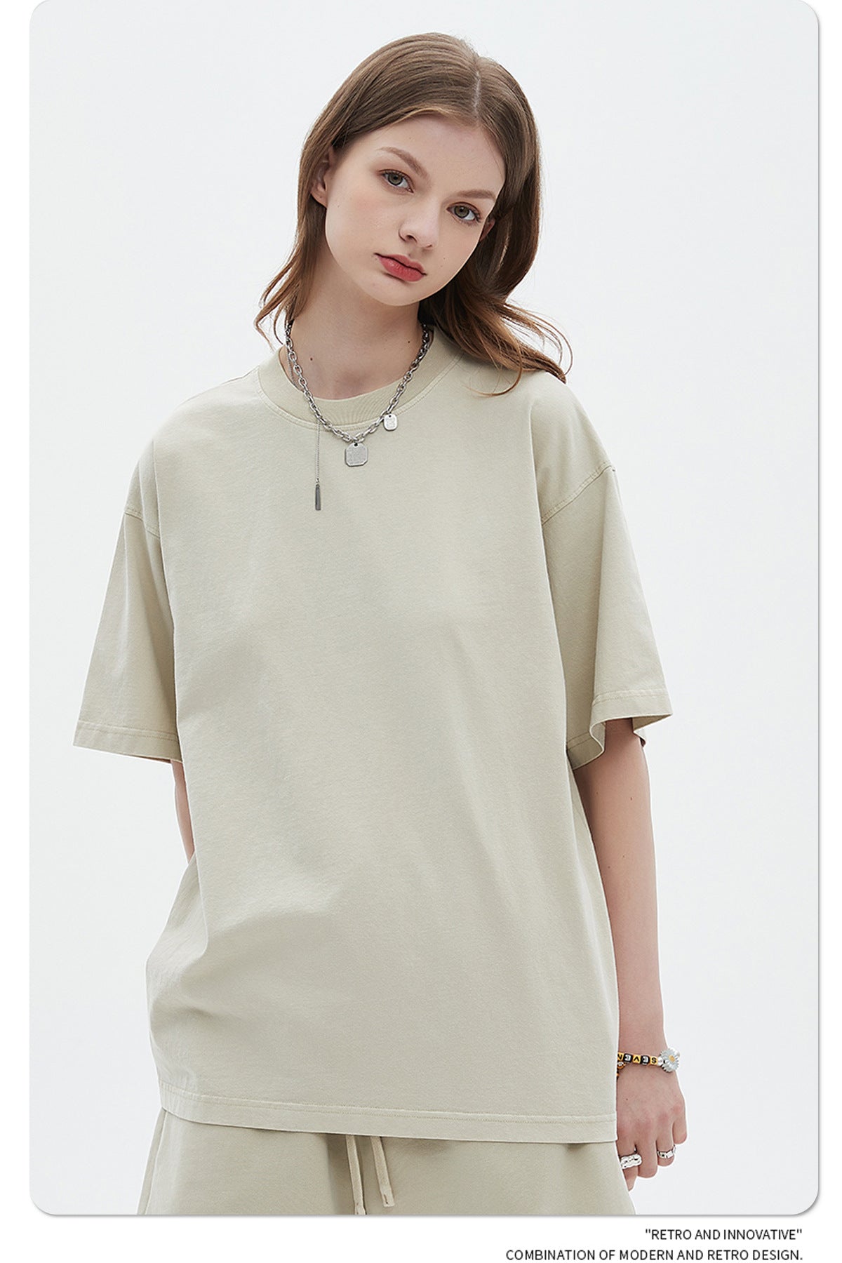 Oversize Washed Short-sleeve-T-shirt & Washed Short Sweatpants Setup WN6633