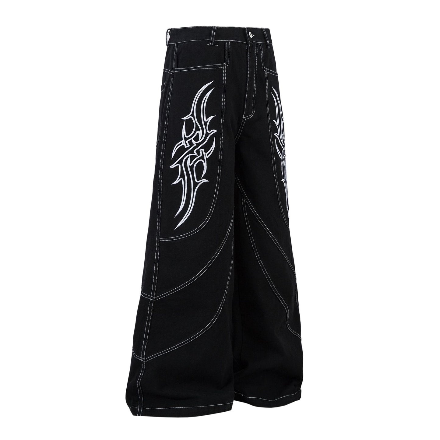 Embroidery Wide Leg Denim Jeans WN14131