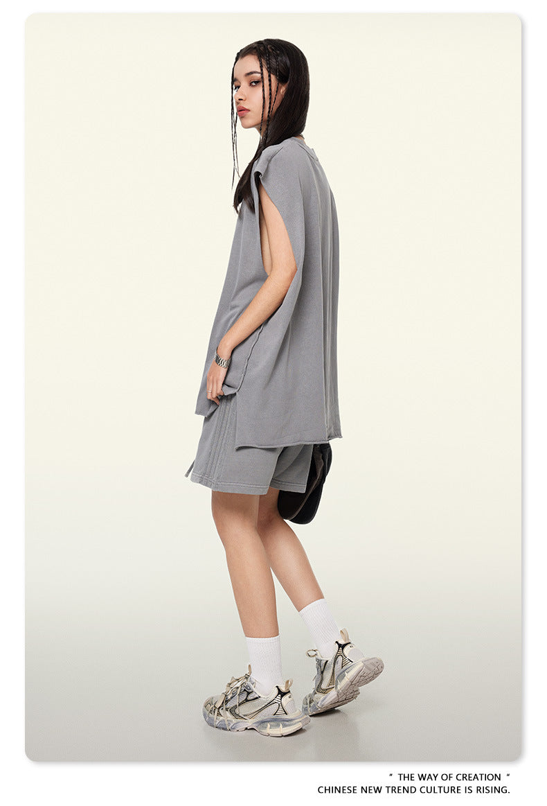 Washed Oversize Sleeveless T-Shirt WN6069
