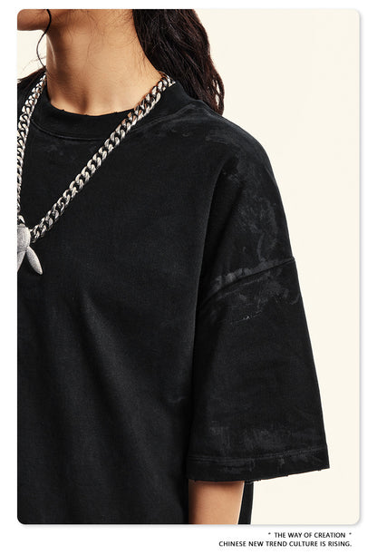 Washed Damage Oversize Heavyweight Short Sleeve T-Shirt WN6072